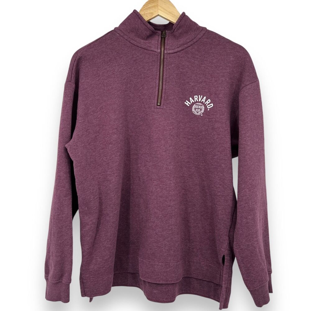 Harvard Red Shirt Pull Over Quarter Zip Pull Over Sweater Women's L Plum Purple